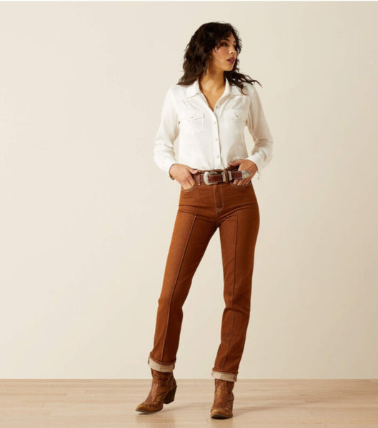 Ariat Ultra High Rise Relaxed Straight Leg Jean in Pecan Brown #6326