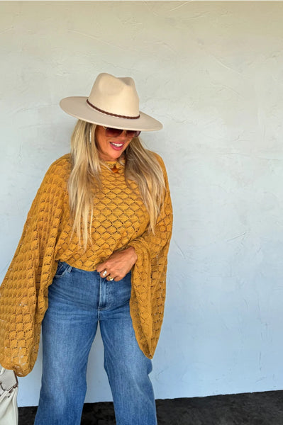 Boho Crochet Top in Mustard #6376
