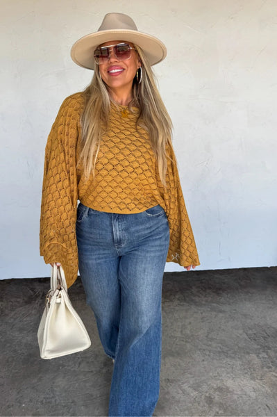 Boho Crochet Top in Mustard #6376