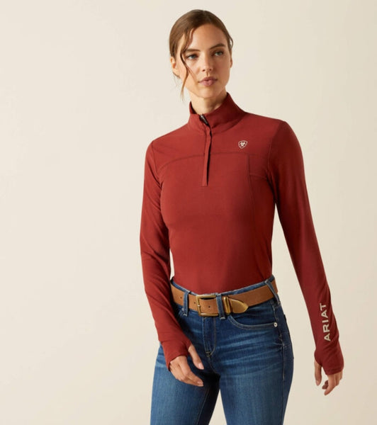 Ariat Lowell 1/4 Zip Baselayer in Madder Brown #6474