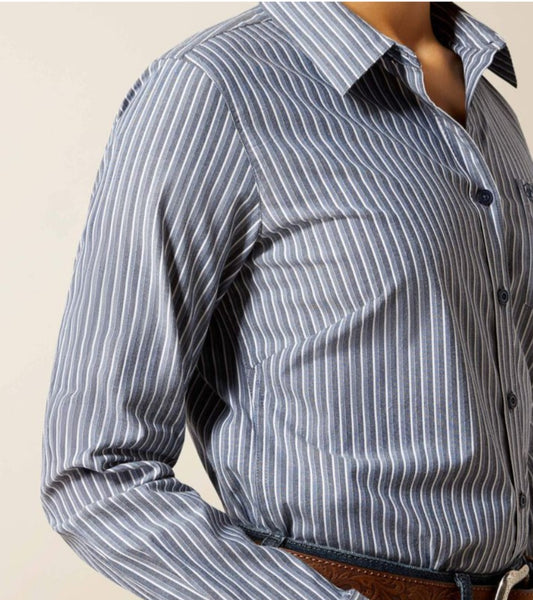 Ariat Kirby Button Up in Dress Blue Stripe #6492