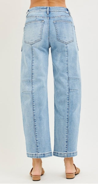 Risen Light Wash Slouchy Ankle Boyfriend Jeans #6599