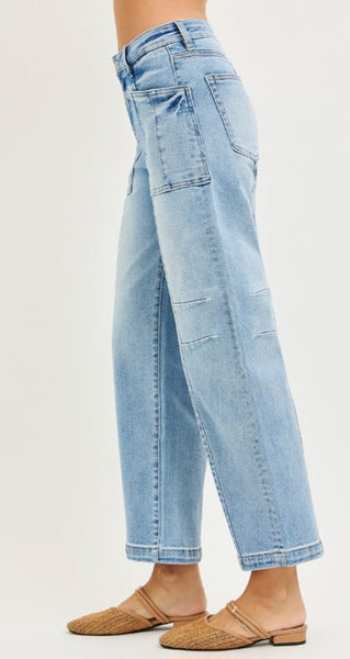 Risen Light Wash Slouchy Ankle Boyfriend Jeans #6599