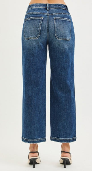 Risen Dark Wash Slouchy Crops #6600