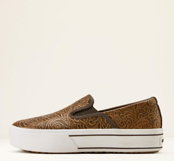 Ariat Skylar Slip On in Brown Floral Emboss #6657