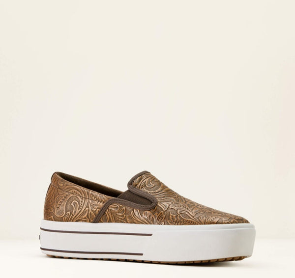 Ariat Skylar Slip On in Brown Floral Emboss #6657