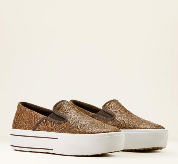 Ariat Skylar Slip On in Brown Floral Emboss #6657