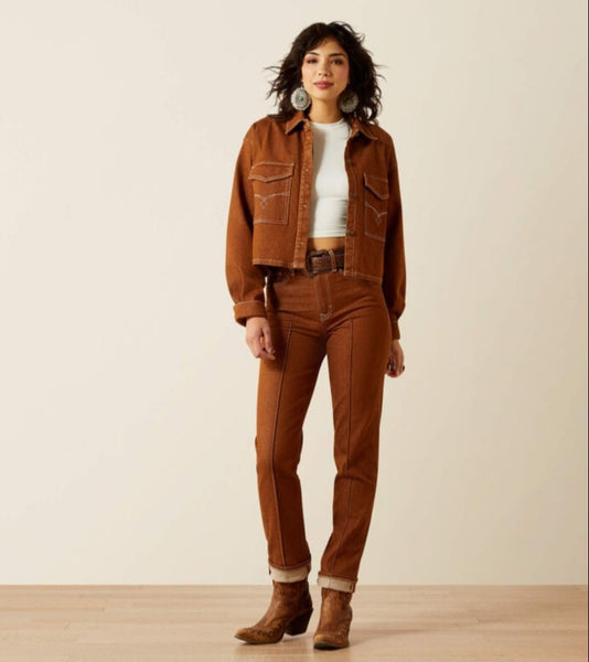 Ariat Ultra High Rise Relaxed Straight Jean in Pecan Brown #6326