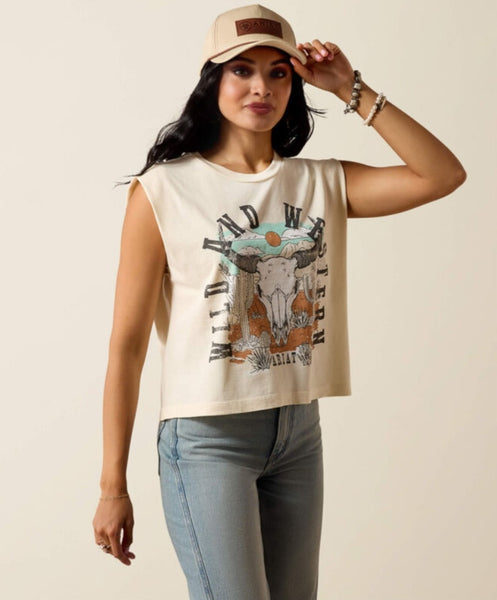 Ariat Steer Skull Landscape Tank #6795