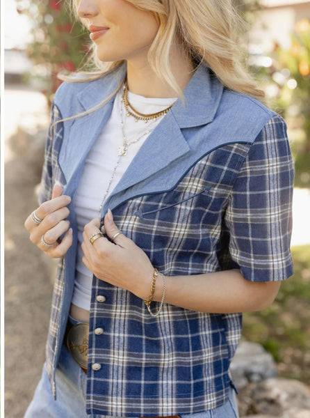 Rodeo Quincy Blue Bonnet Rodeo Blouse #6829