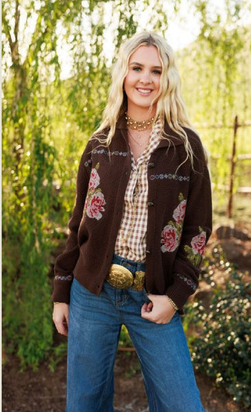 Rodeo Quincy Nana's Rose Garden Sweater Cardi #6895
