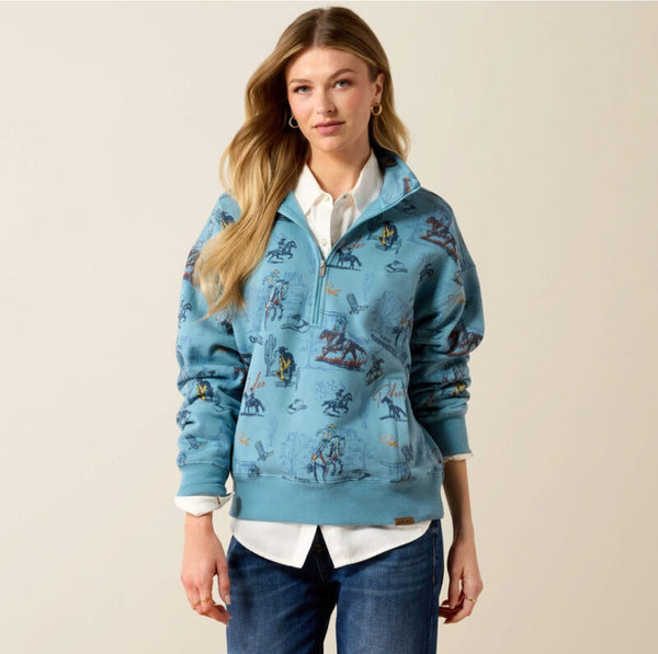 Ariat Painted 1/2 Zip Retro Rodeo Sweatshirt #6911