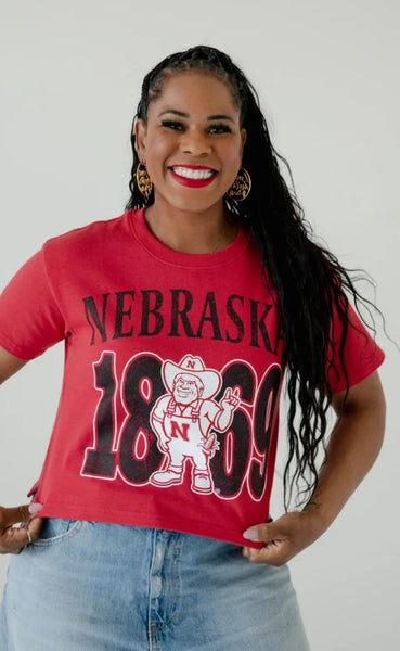 Nebraska Established Club Heavyweight Crop Tee #6919
