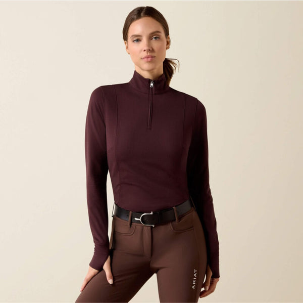 Ariat Gridwork 2.0 1/4 Zip Baselayer in Chocolate Plum #6952
