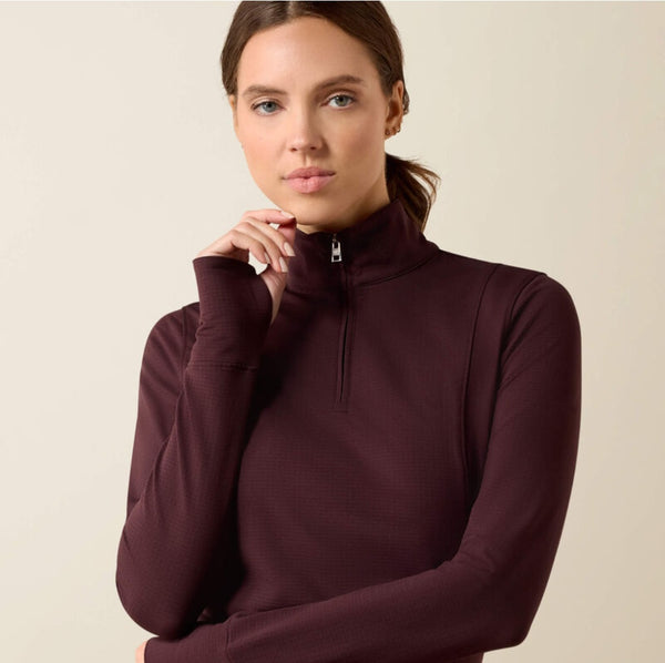Ariat Gridwork 2.0 1/4 Zip Baselayer in Chocolate Plum #6952