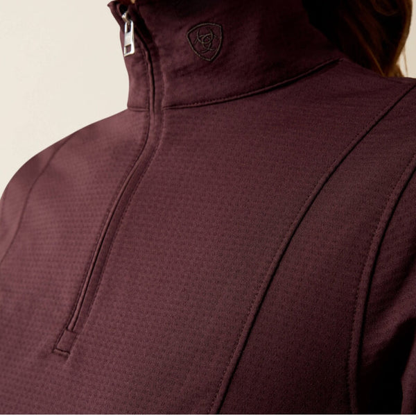 Ariat Gridwork 2.0 1/4 Zip Baselayer in Chocolate Plum #6952