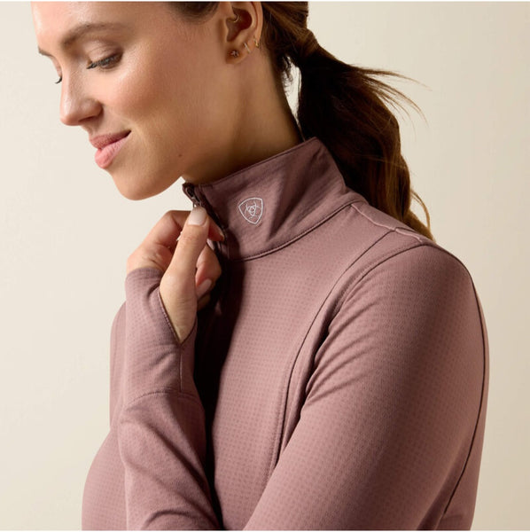 Ariat Gridwork 2.0 1/4 Zip Baselayer in Twilight Mauve #6953