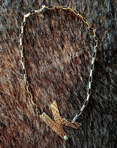 Box Chain Large Stamped Initial Necklace #4780